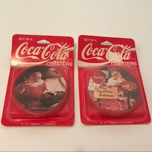 Vintage Coca-Cola Holiday Christmas Santa Plastic Coasters 2 Packs - 8 Coasters